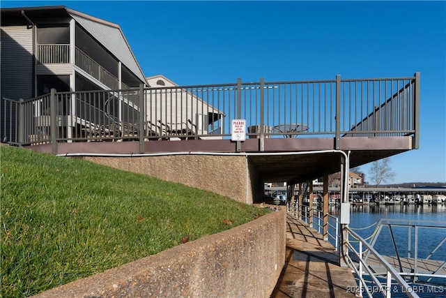 view of dock featuring a water view