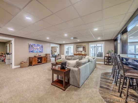 living room featuring carpet floors