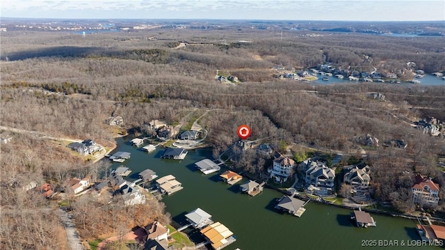 bird's eye view featuring a water view