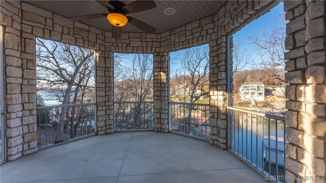 balcony with ceiling fan