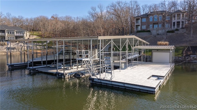 view of dock featuring a water view