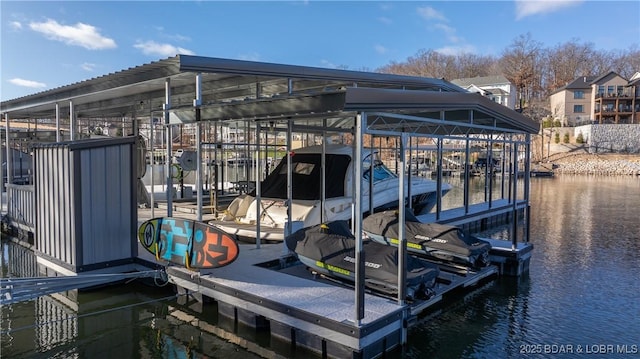 dock area featuring a water view