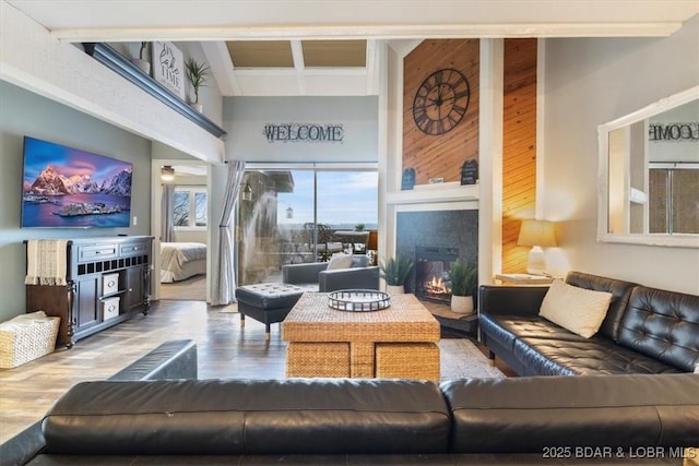 living room with wood-type flooring