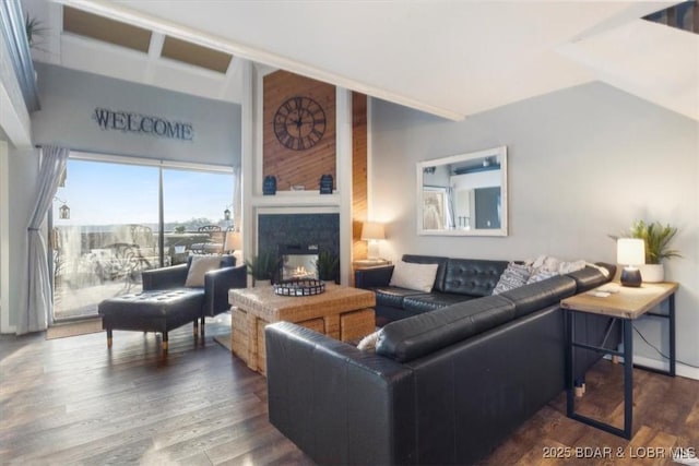 living room featuring hardwood / wood-style floors and a fireplace