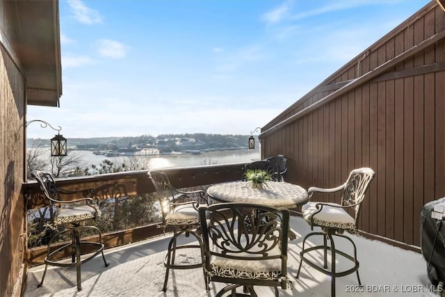 balcony with a water view