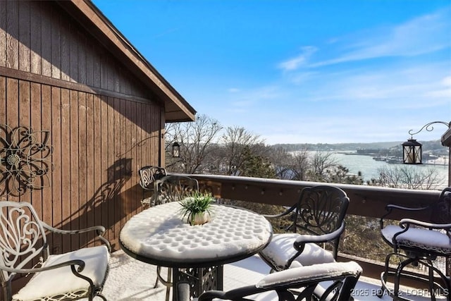 balcony with a water view