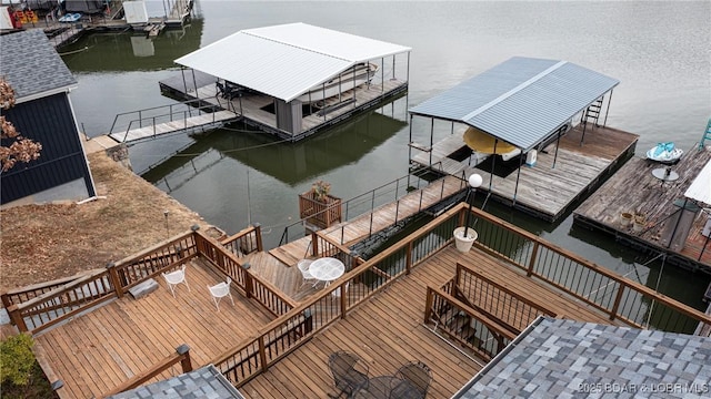 dock area with a water view