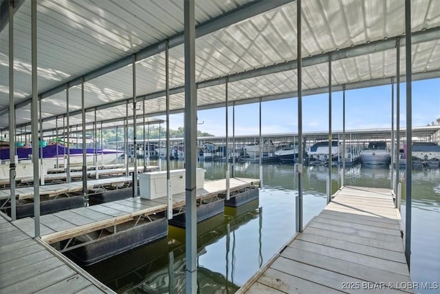 dock area featuring a water view