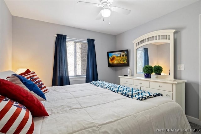 bedroom featuring ceiling fan