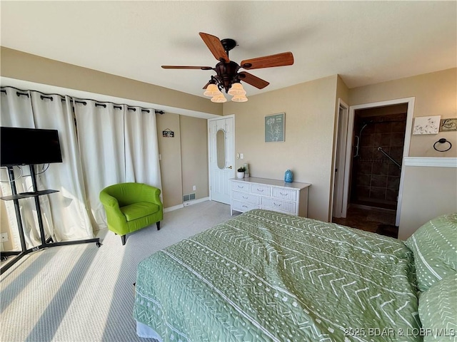2500 Bay Point Ln Unit 234, Osage Beach, MO 65065 - bedroom featuring light carpet, baseboards, a ceiling fan, and visible vents