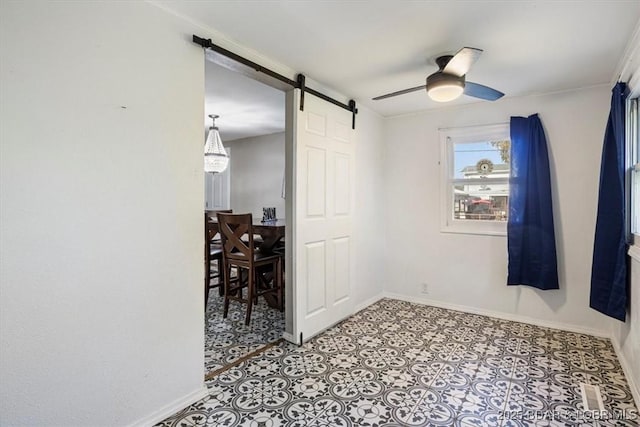 interior space with a barn door