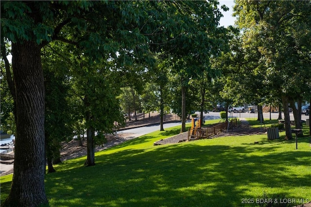 view of property's community with a yard