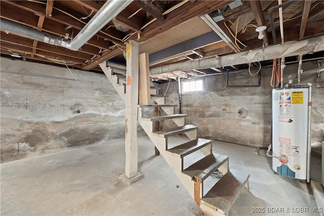 basement featuring water heater