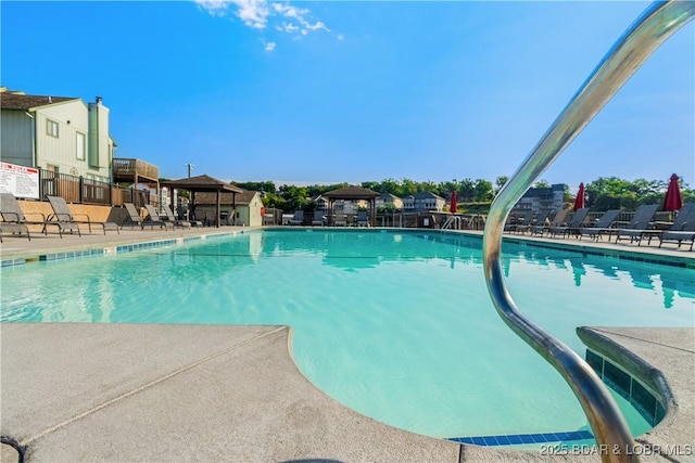 view of pool with a gazebo