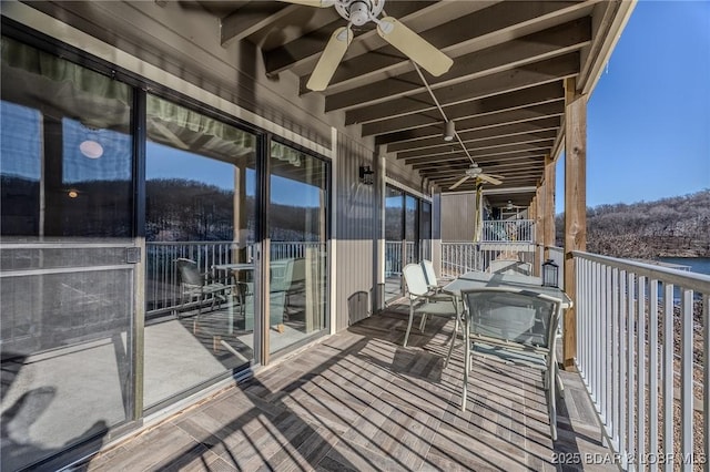 balcony with ceiling fan