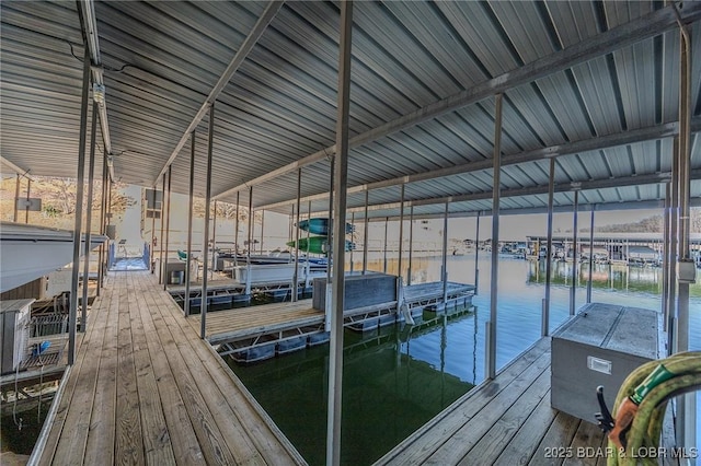 view of dock featuring a water view