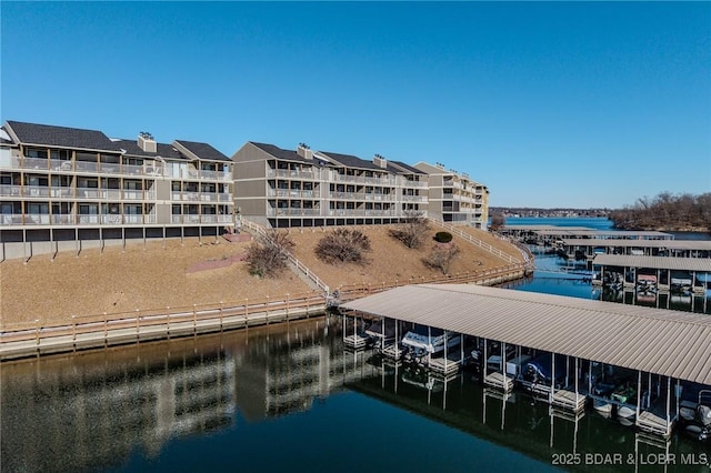 dock area featuring a water view