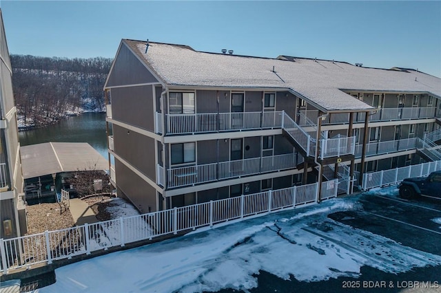 view of snow covered building