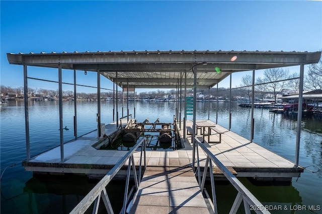 view of dock featuring a water view