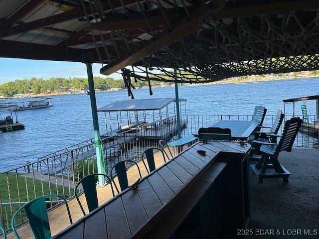 dock area with a water view