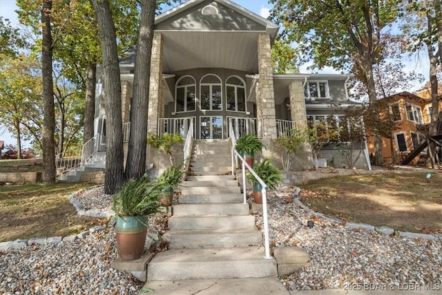 view of front of home with a porch