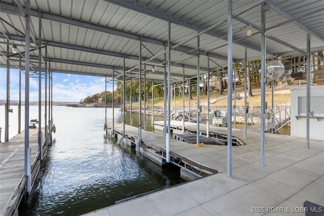 dock area featuring a water view