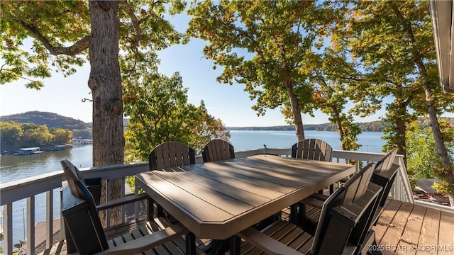 deck with a water view