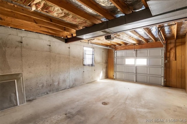 garage with a garage door opener