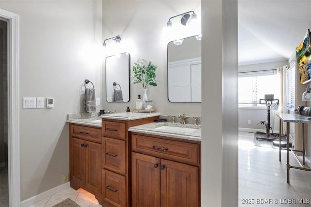 bathroom featuring vanity and tile patterned floors