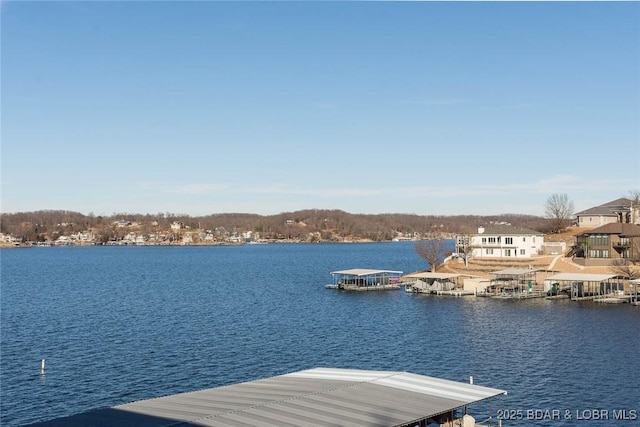 dock area featuring a water view