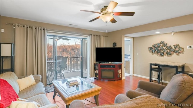 living room with hardwood / wood-style floors