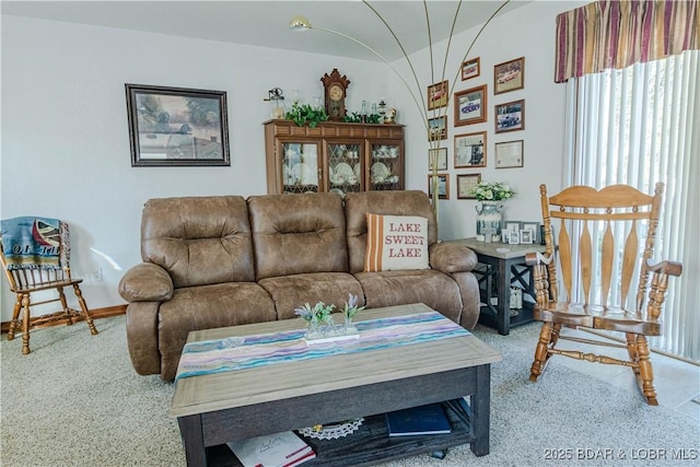 living room with carpet floors