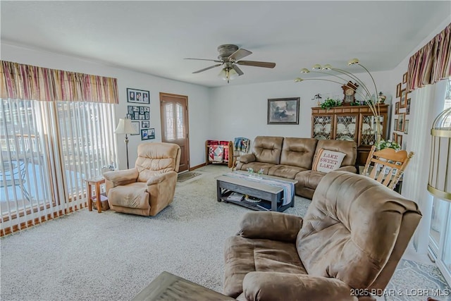 living room with ceiling fan