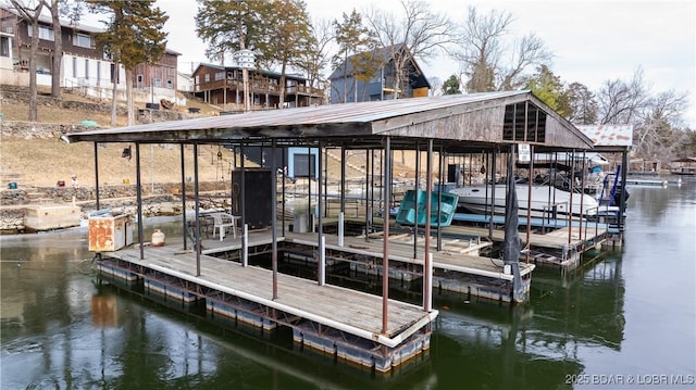 view of dock featuring a water view