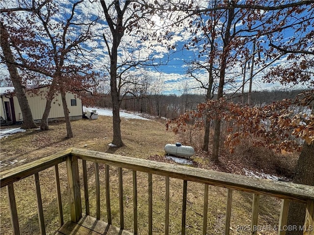 view of yard featuring a deck