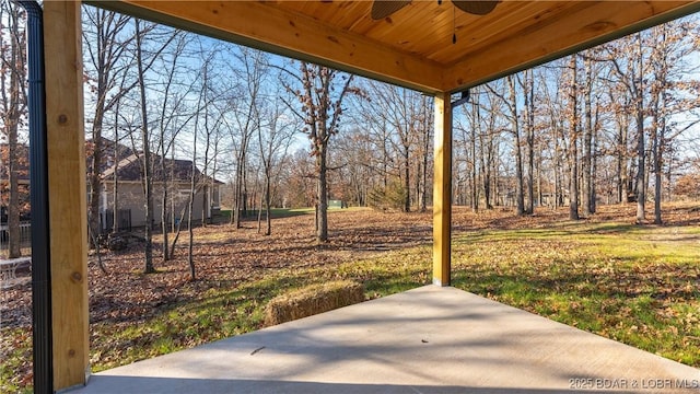 view of patio with ceiling fan