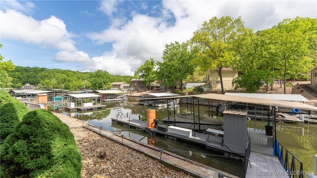 dock area featuring a water view