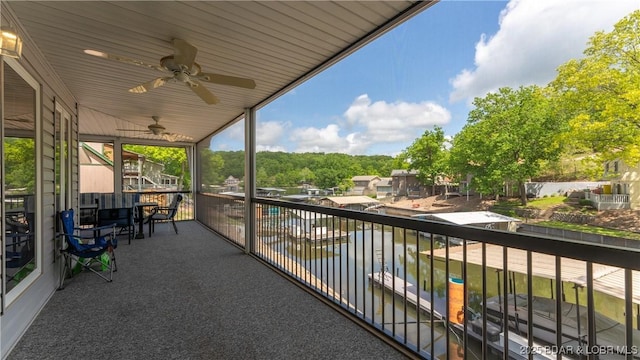 balcony with ceiling fan