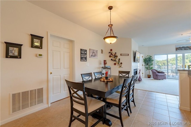 dining room with light tile patterned floors