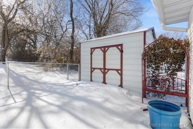 view of snow covered structure