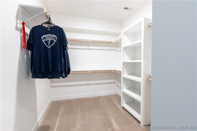 walk in closet featuring carpet flooring