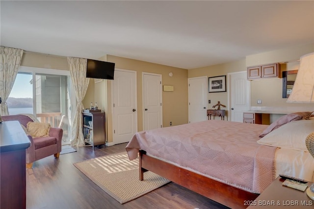 bedroom featuring dark wood-type flooring