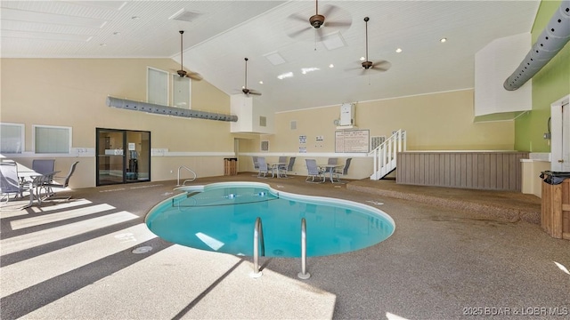 pool featuring a ceiling fan