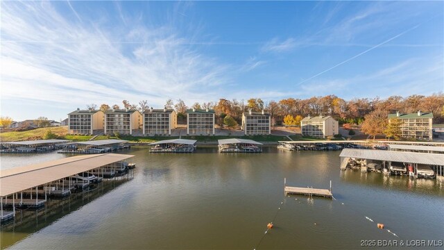 dock area featuring a water view