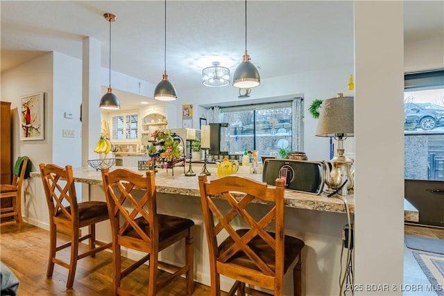 dining space featuring wood finished floors