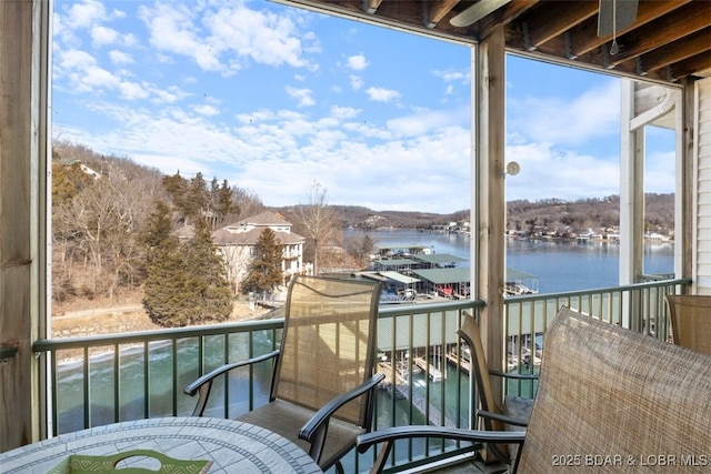 balcony with a water view