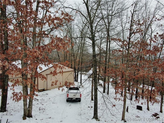 view of snow covered property