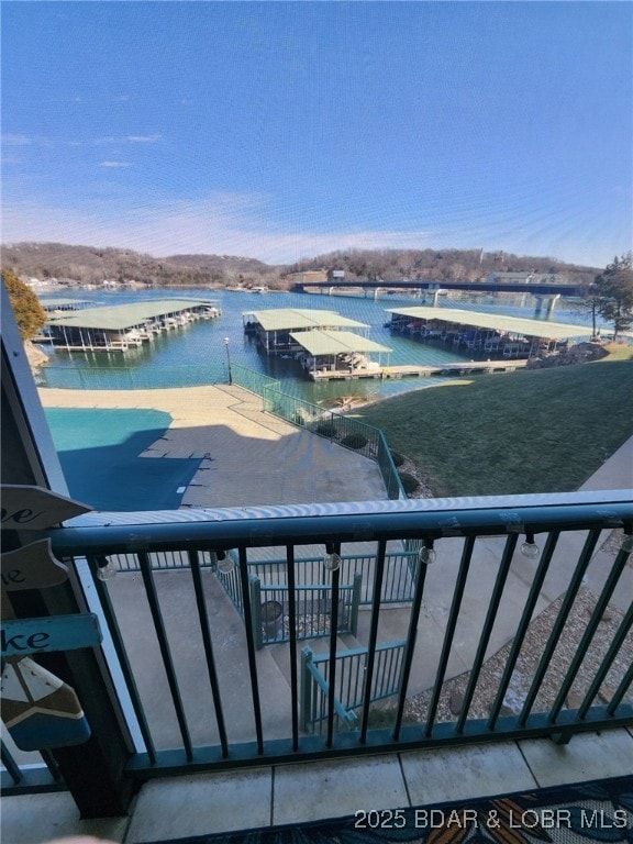 property view of water with a boat dock