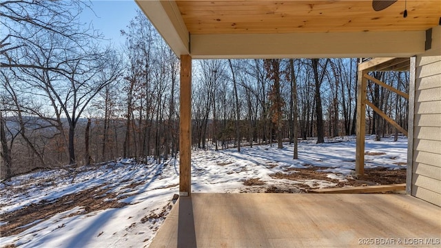 20 Simple Time Dr, Camdenton, MO 65020 - yard layered in snow featuring a ceiling fan and a patio