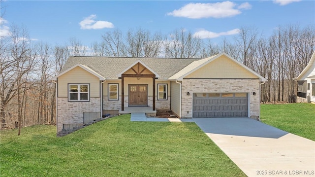 20 Simple Time Dr, Camdenton, MO 65020 - view of front facade with roof with shingles, driveway, a front yard, and a garage